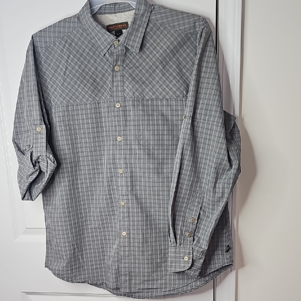 Northwest Men's Territory Gray Plaid Button Down Shirt Size L‎